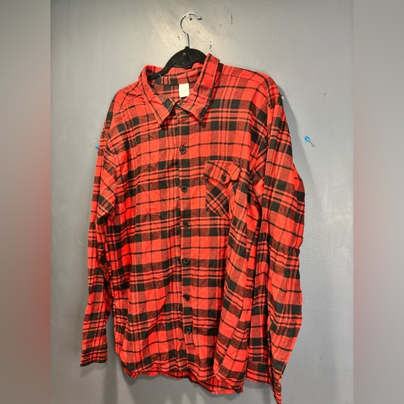Red And Black Flannel Button Down Shirt - Picture 3 of 10